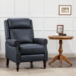Genuine Leather Recliner with Nailhead Trim