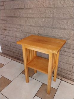 Mission Style Oak Wood Side Table