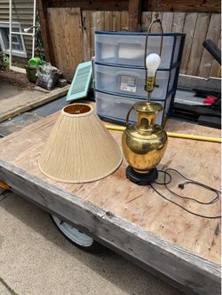 Vintage Brass Table Lamp. Working, 32 high, 9 round, $25