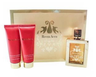 IF AD IS UP ITEM IS AVAILABLE…. Reem Acra Perfume 3 Pc. Gift Set for Women SET INCLUDES OZ PERFUME// 2.5 OZ BODY CREAM// 2.5 OZ SHOWER GEL