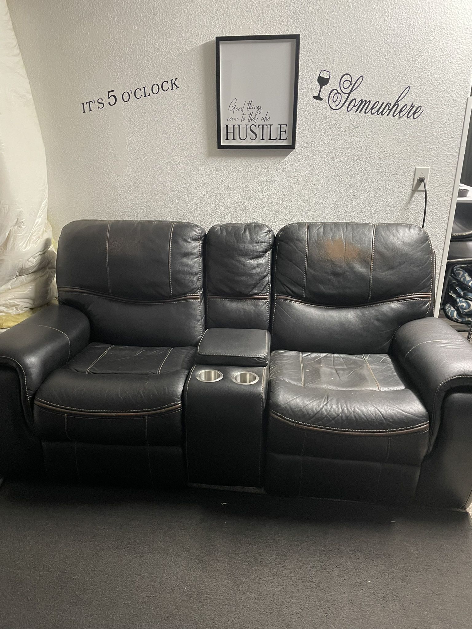 Black Leather Loveseat Recliner