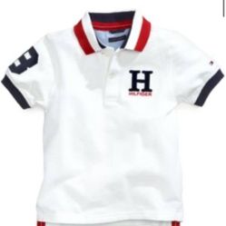 Tommy Hilfiger Toddler and Little Boys Striped Collar Embroidered Matt Polo. Size: 3T, Color: White