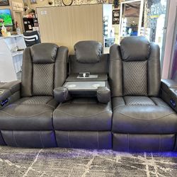 Cozy Power Leather Sofa Set