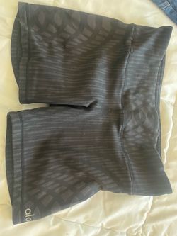 Alo Yoga Black Patterned Biker Shorts