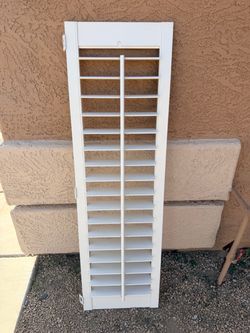 White Wood Window Plantation Shutter - 17.25” x 58.5”