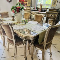 Dining Room Set 6 Chairs,table ,leaf And Buffet 