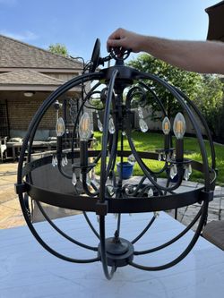 Five Light Foyer Chandelier in Matte Black