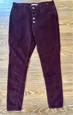 Levi's Women's Burgundy Corduroy High Rise Skinny 5-Pocket Jeans Size 32