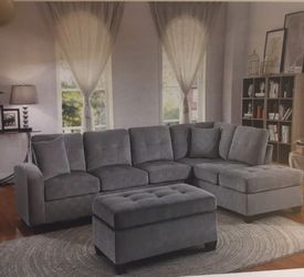 MODERN GREY SECTIONAL SOFA NEW IN BOX