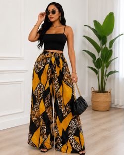 Wide-Leg High-Waist Printed Palazzo Pants