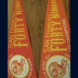 Original  49ers Championship And Super Bowl  16 Pennants 40 + Yrs Old Both For $90