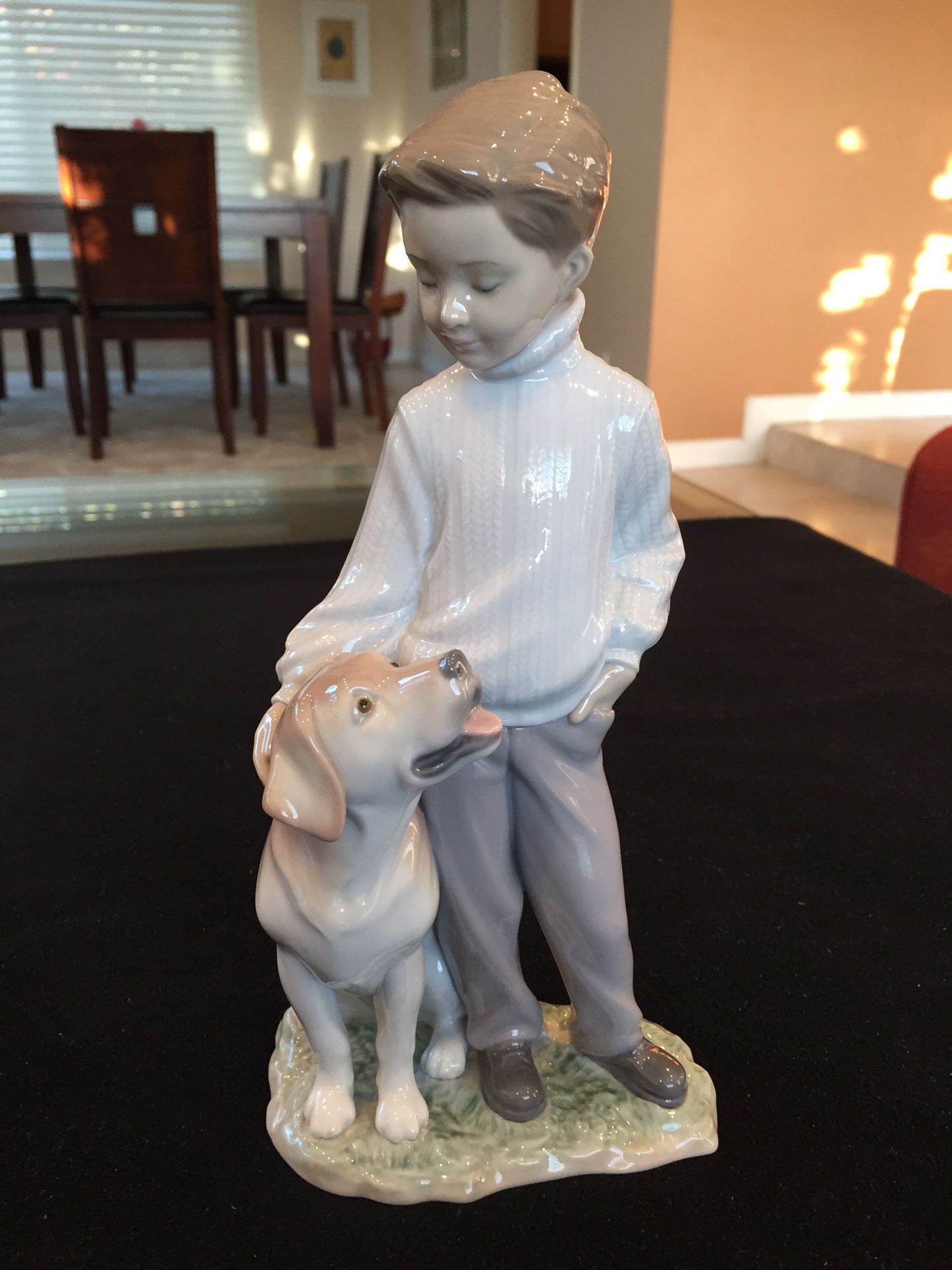 Lladro Boy with Dog Figurine