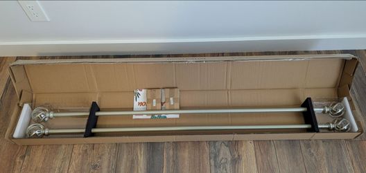 Pair of satin nickel adjustable curtain rods