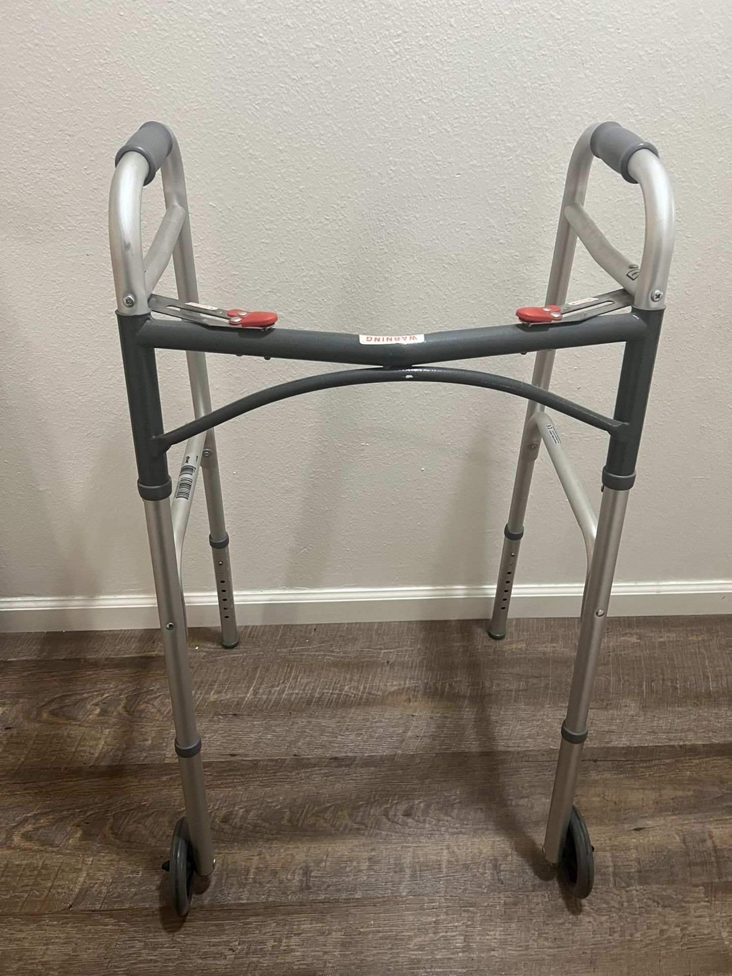 Folding Walker Drive Deluxe Two Button with 5-Inch Wheels