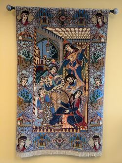 Persian Rug with wall hanging hardware