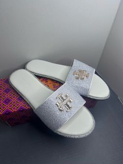 Tory Burch Crystal Embellished Slide Sandals size 9 women’s