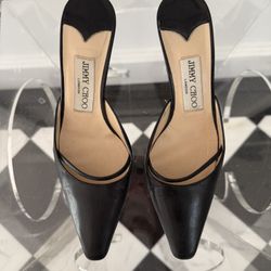 Jimmy Choo black leather kitten heel mule size 35 1/2
