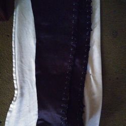Black Satin  Lace-Up Stiletto  Boots with  Ankle  Zipper  Size 8