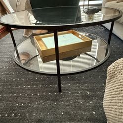 36” Black 2 Tier Coffee Table
