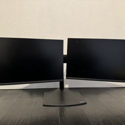 Dual 24” PC Monitors DELL with Bracket And Stand