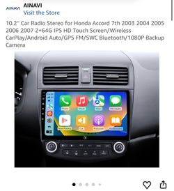 10.2'' Car Radio Stereo for Honda Accord 7th 2003 2004 2005 2006 2007 2+64G IPS HD Touch Screen/Wireless CarPlay/Android Auto/GPS FM/SWC Bluetooth/108