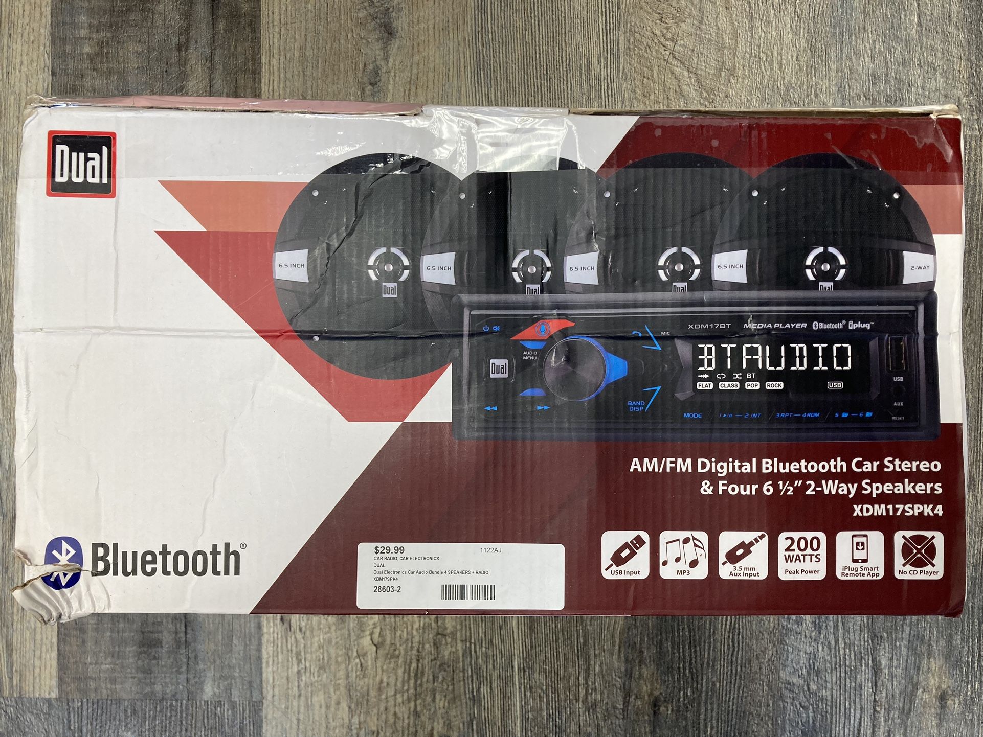 Dual Electronics Car Audio Bundle 4 SPEAKERS + RADIO