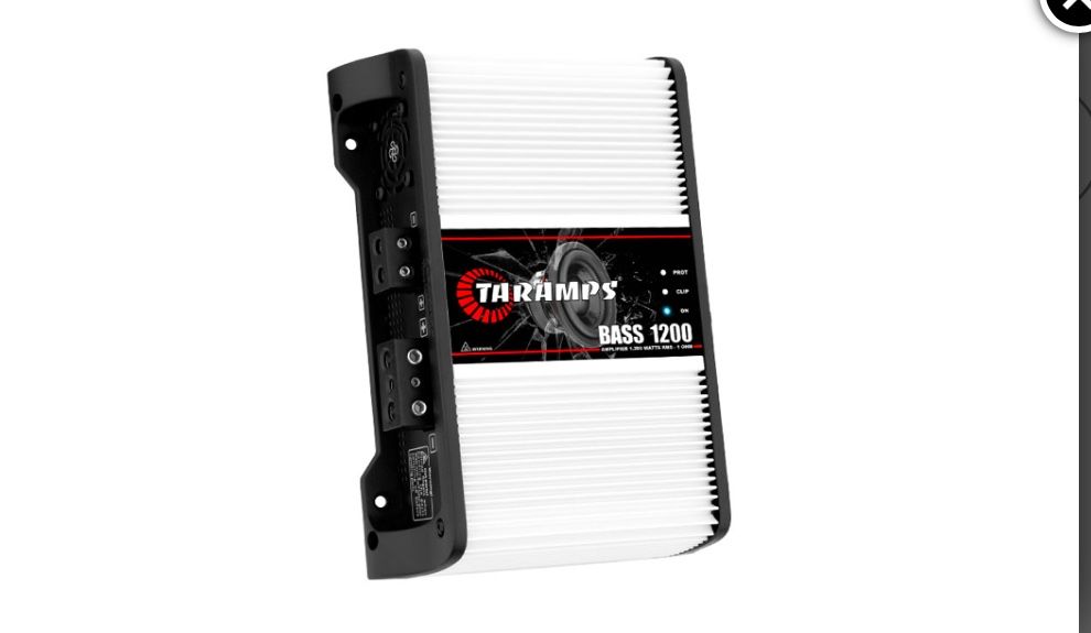 Taramps MD 1200.1 Monoblock Amplifier 1 Ohm 1200 Watts Rms 1 Channel Powerful Full Range Car Audio System, Crossover Bass Boost Gain Rca Input Class D