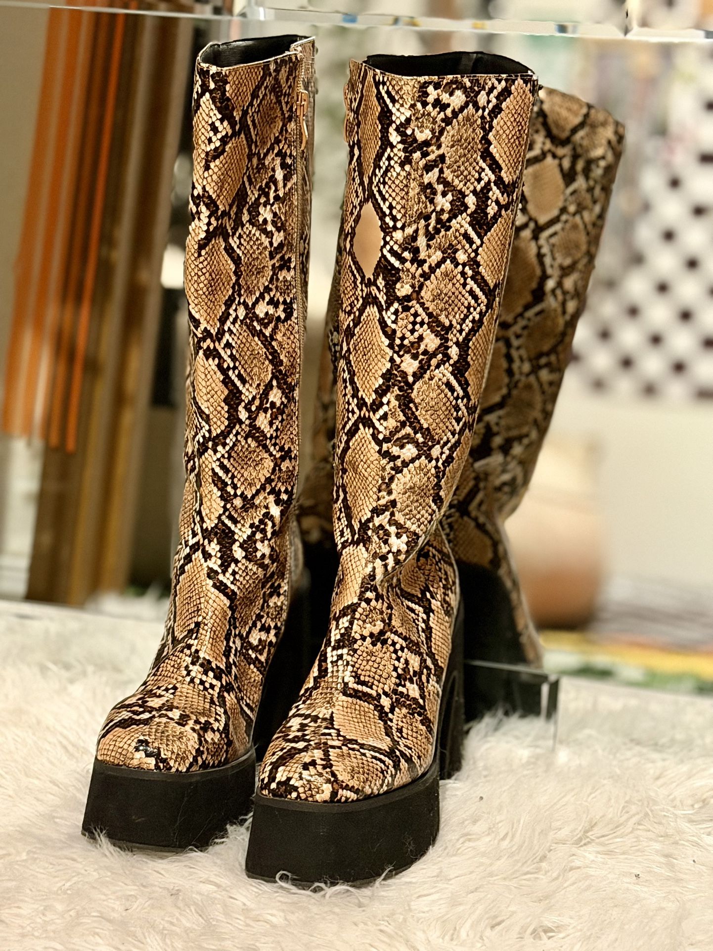 Nasty Gal Snakeskin Boots W6