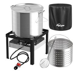 100QT 16" Skimmer | 110,000BTU Propane Jet Burner | 20 PSI CSA Certified Regulator Crawfish Boiler |