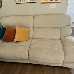 Manual Reclining Ivory Loveseat
