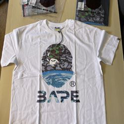 BAPE LARGE blue multi color camo white TSHIRT 1:1