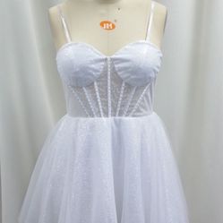 White And Silver Sparkle Party Dress !!! 