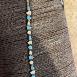 Native American Sterling Silver Opal Bracelet 