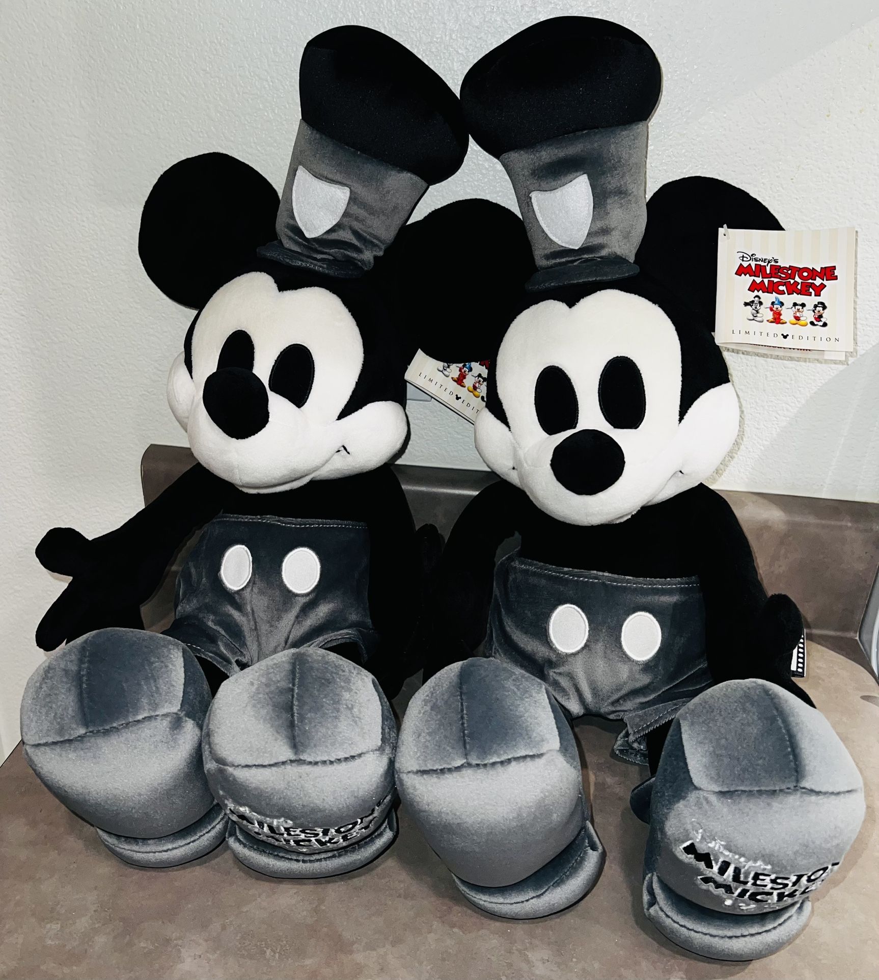 Vintage Mickey Mouse Disney (2) Milestone 1928 Steamboat Willie LTD Plush Toy $80 FIRM!