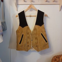 Mexican Style Warm Leather/Sherpa Vest Size 36