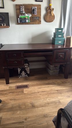 Solid Wood Executive Desk – Dark Espresso Finish