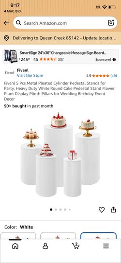 HAISIWLKJ Premium Cylinder Pedestal Stands, Set of 5 Reusable Metal Round Cylinder Plinths Dessert T