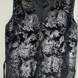 black vest with silver embroidery 