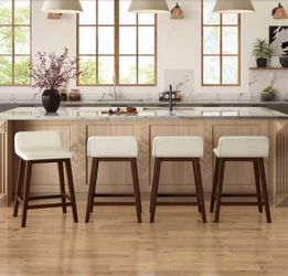 4X Antique White 24” faux leather barstools