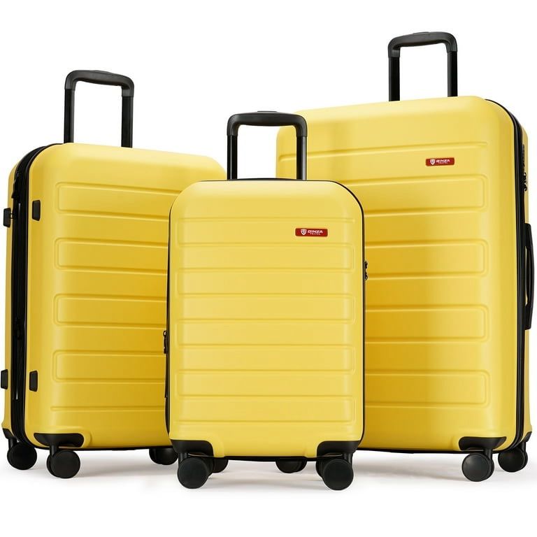 New in a sealed box GinzaTravel 3-Piece ABS Luggage Set with TSA Locks, Expandable, and Friction-Resistant in Champagne - Includes 20", 24" & 28" Spin
