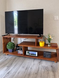 Walker Edison 60” Amber Wood TV Stand with Open Storage