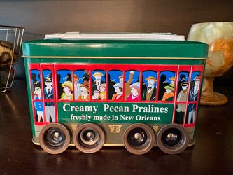 Royal Praline Company trolley tin collector