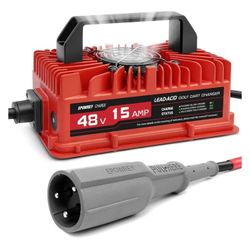 15 AMP 48 Volt Golf Carts Battery Charger for Club Car 3-Pin Round Plug,for Lead Acid Battery
