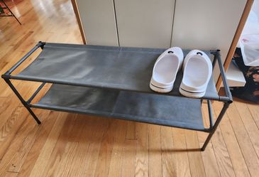 2-Tier Fabric and Metal Shoe Rack