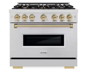 ZLINE 36” Gas Range – Autograph Edition with Champagne Bronze Accents