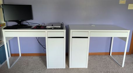 Ikea Mickey white Desks and Lillhojden swivel Chairs. 2 sets