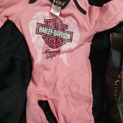 Nwt Harley Davidson Pink & Black Onesie  Sz 9-12 Months
