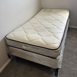 Twin Bed Set (Mattress + Box Spring + Metal Bed Frame)
