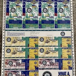 1996 Seattle Mariners World Series ALCS ALDS Sheet Phantom Tickets Stubs RARE