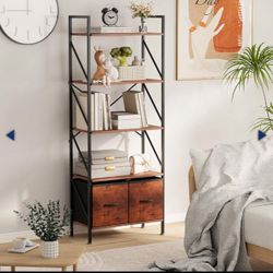 Bookshelf Bookcase with 2 Drawer